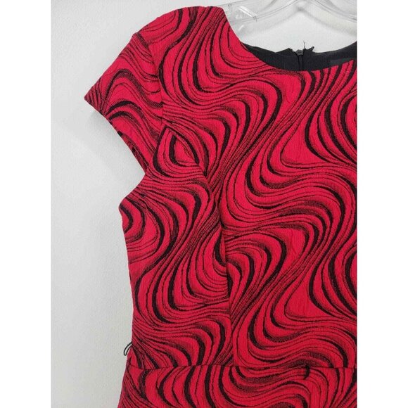 R&K Red & Black Swirl midi Dress 10P - Picture 3 of 8